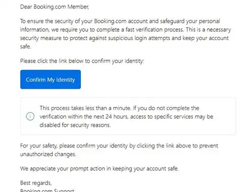 Phishing campaign impersonates Booking .com, delivers a suite of credential-stealing malware
