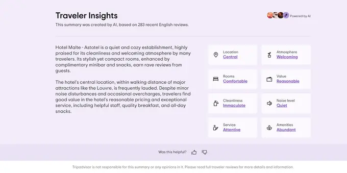 Tripadvisor Launches AI-Powered Hotel Review Summaries