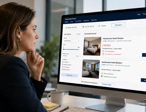 The corporate booking tool found your hotel. An AI decided which version to show.