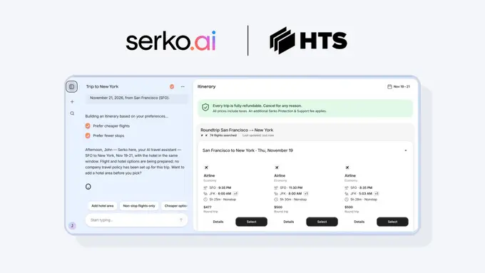 HTS (Hopper Technology Solutions) and Serko.ai Bring Novel Fintech and Lodging API to Corporate Travel