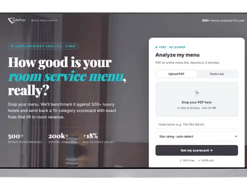 SuitePad Launches Free Room Service Benchmarking Tool for Hotels - Backed by Data from 200,000+ Real Orders