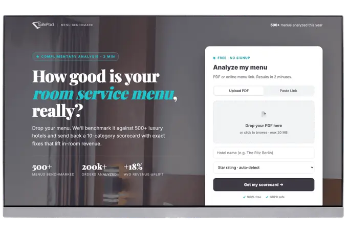 SuitePad Launches Free Room Service Benchmarking Tool for Hotels - Backed by Data from 200,000+ Real Orders