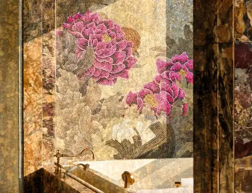 The St. Regis Singapore Presidential Suite   Master Bath Mosaic Wall Mural