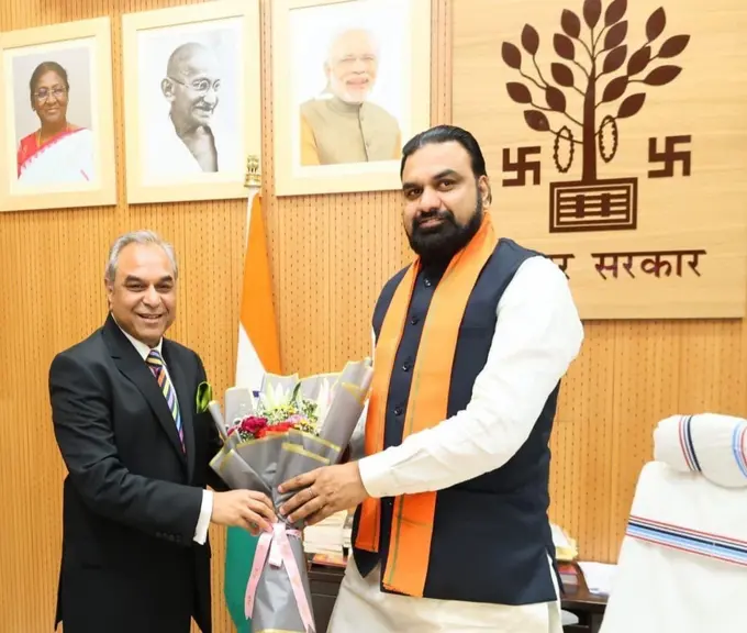 Shri Samrat Choudhary, Hon'ble Chief Minister of Bihar, With Anil Chadha, Managing Director, Itc Hotels Limited, at the Signing Ceremony of the Management Agreement for Welcomhotel by Itc Hotels, Rajgir (1) ......