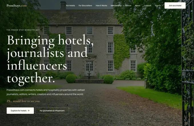 New press stays platform set to connect hotels with vetted journalists and influencers