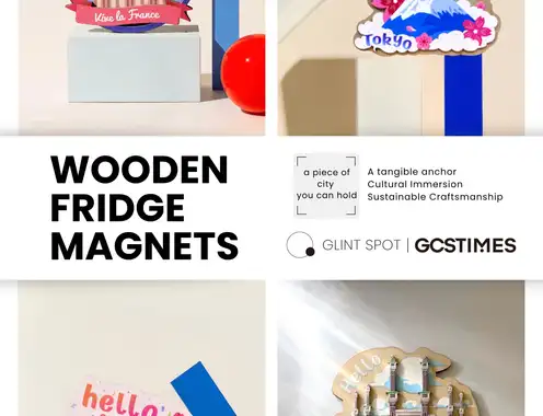 GCSTIMES city-themed wooden fridge magnets