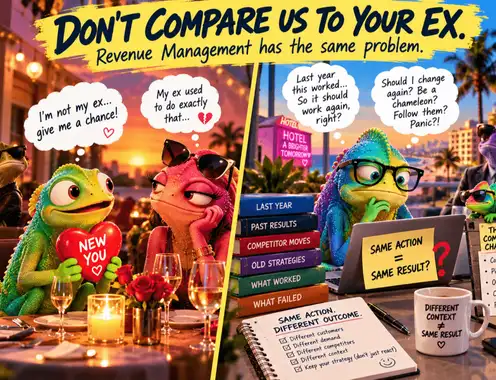 "don't compare me to your ex." revenue management has the same problem.