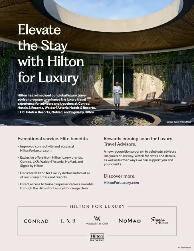 Hilton Introduces Enhanced Global Luxury Travel Advisor Program