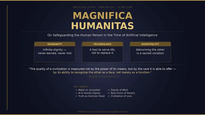 Magnifica Humanitas — Impact Analysis on Humanity and the Hospitality Industry