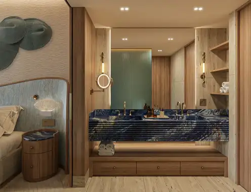 Almare Beach Resort Las Terrenas Curio by Hilton King Guest Room Bathroom Rendering