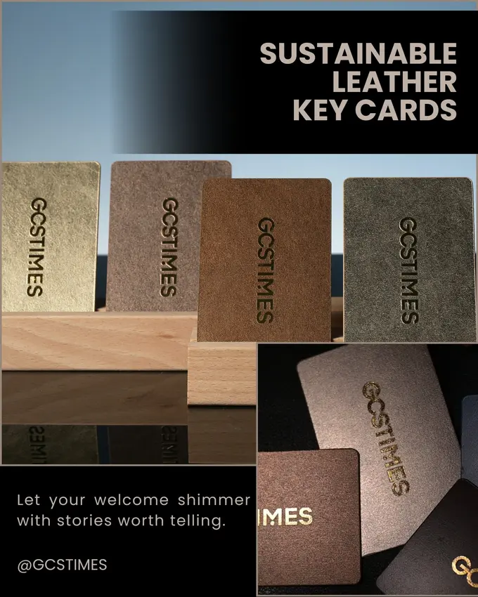 Sustainable leather key cards are crafted as the first physical anchor to the memory of a stay