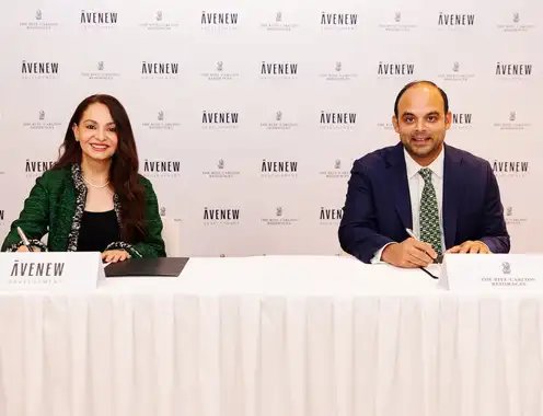 L to R: Rasha Hasan, Managing Partner, AVENEW Development, Jaidev Menezes, Regional Vice President – Mixed-Use Development, EMEA, Marriott International