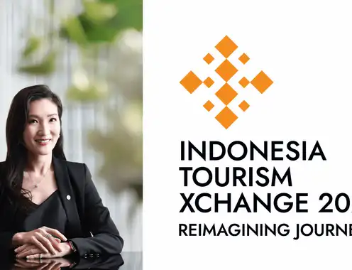 (left) Sherona Shng, Regional Vice President Operations Asia at Langham Hospitality Group; (right) Indonesia Tourism Xchange (ITX) 2026 logo, designed by QUO Global