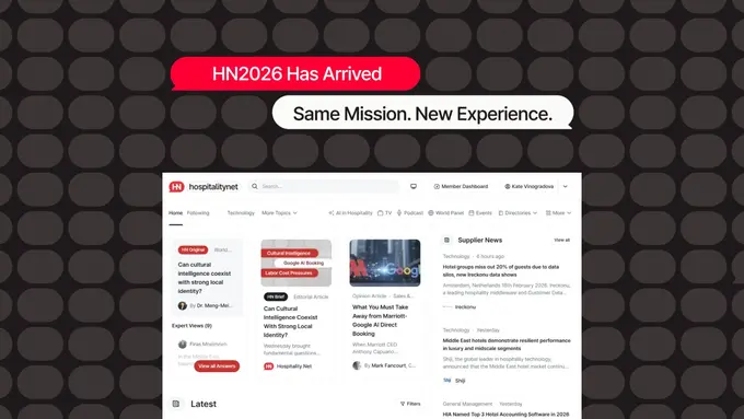 Hospitality Net Launches Hn2026 on 23 February New Website Experience and Fully Redesigned Member Dashboard