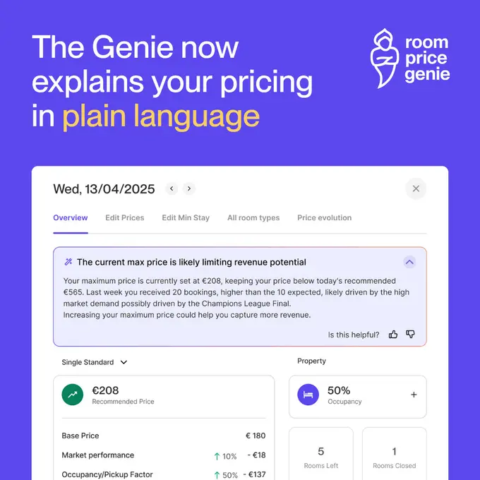 RoomPriceGenie Enhances Revenue Management Transparency with Price Explanations