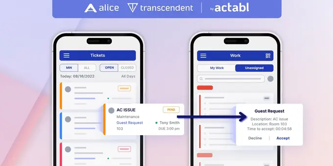 Actabl Unveils Two-Way Integration between Alice and Transcendent, Enhancing Hotel Operations and Guest Experience