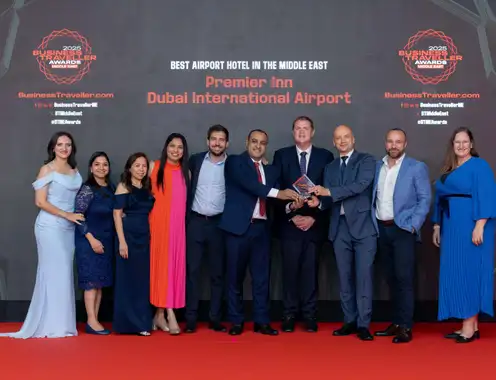 Premier Inn Dubai International Aiport awarded Best Airport Hotel in the Middle East at the Business Traveller Awards 2025