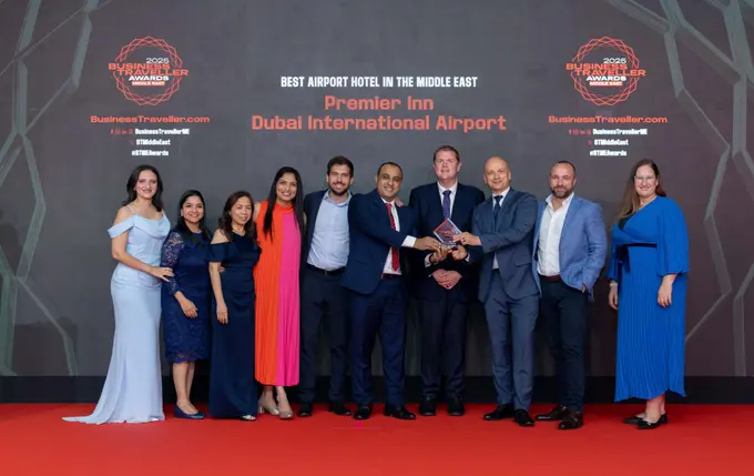 Premier Inn Dubai International Aiport awarded Best Airport Hotel in the Middle East at the Business Traveller Awards 2025