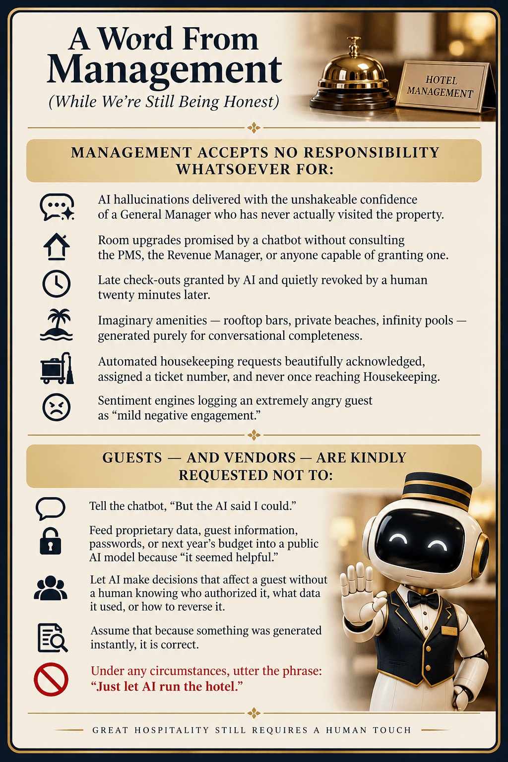 A Word From Management (While We're Still Being Honest) — infographic