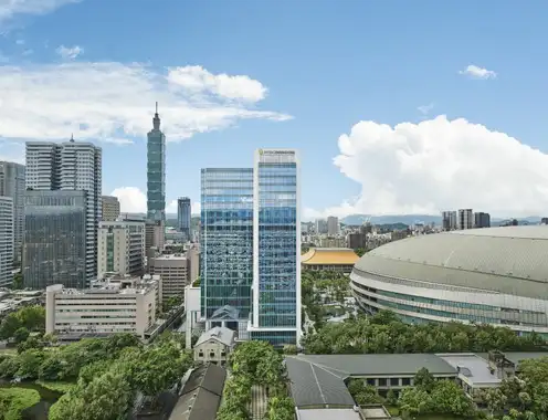 Inter Continental Taipei (center) Sits at the Heart of the Taipei Dome Complex