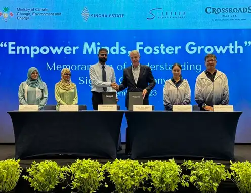 Environment Ministry signs MOU with CROSSROADS Maldives by S Hotels and Resorts Under Singha Estate to support OECM recognition