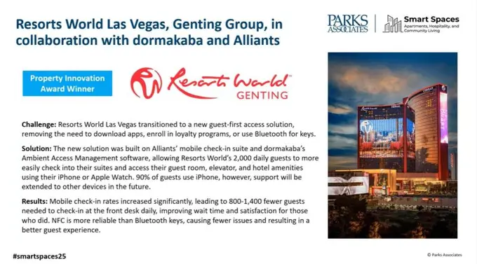 Parks Associates Awards Resorts World Las Vegas Property Innovation Award 2025