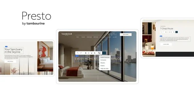 Tambourine Releases Presto, a Groundbreaking AI-enabled Front-End Website Editor