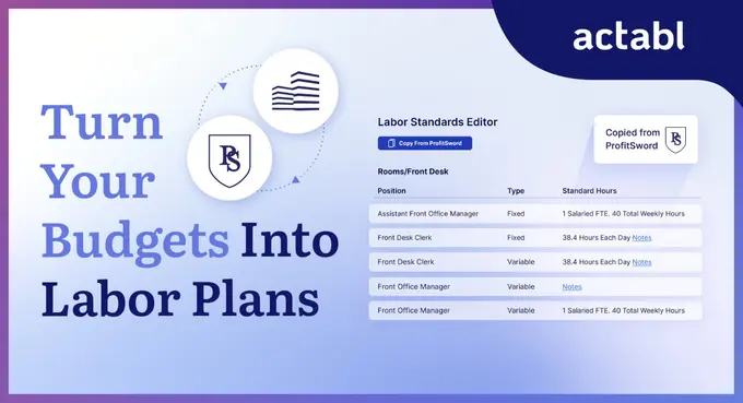 Actabl Launches Integration Connecting ProfitSword Budgets with Hotel Effectiveness to Streamline Hotel Portfolio Labor Planning