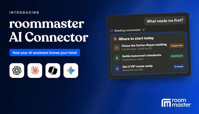 roommaster Introduces AI Connector, Bringing Live Hotel PMS Data into ChatGPT, Claude, Microsoft Copilot and Google Gemini
