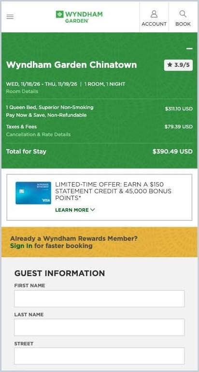Wyndham · 19 Oct · Guest information · HTTP 200