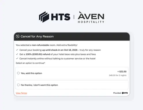 Aven Hospitality and HTS (Hopper Technology Solutions) bring Cancel for Any Reason to hotel partners globally