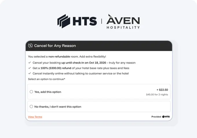 Aven Hospitality and HTS (Hopper Technology Solutions) bring Cancel for Any Reason to hotel partners globally